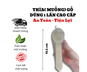 Muỗng (thìa) gỗ, dài 10.5cm cao cấp an toàn bảo vệ môi trường | Dùng một lần tiện lợi