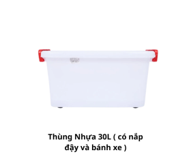Thùng nhựa có nắp đậy 30L (có bánh xe)