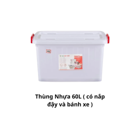 Thùng nhựa có nắp đậy 60L (có bánh xe)