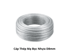 Cáp thép mạ kẽm bọc nhựa D8mm